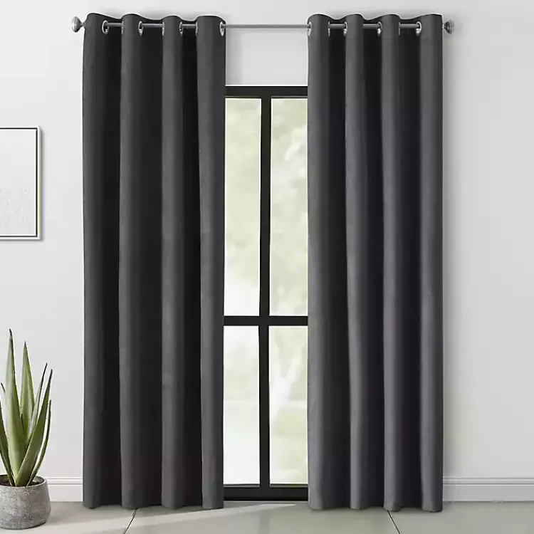 Kirklands Home Faux Suede out Curtain Panel, 95 in. Black Best