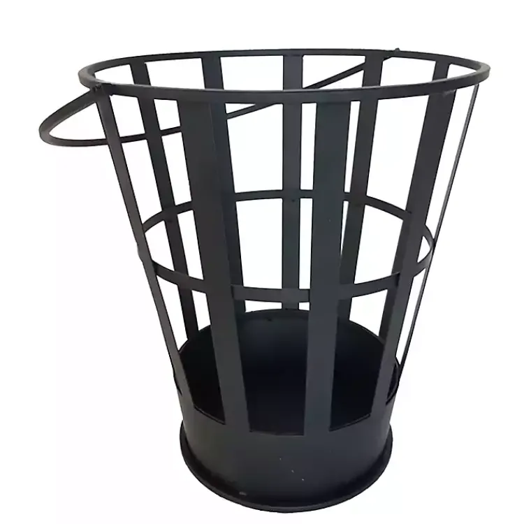 Kirklands Home Fire Bowl and Wood Basket Black New