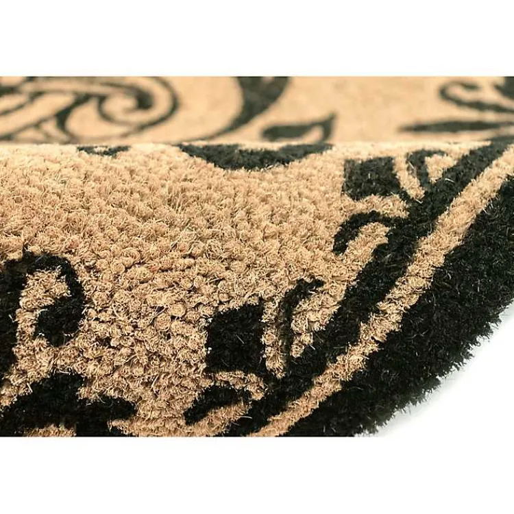 Kirklands Home Black Fleur De Lis Monogram H Doormat Clearance
