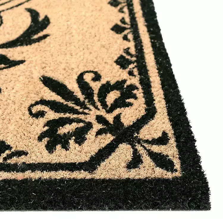 Kirklands Home Black Fleur De Lis Monogram M Doormat Discount