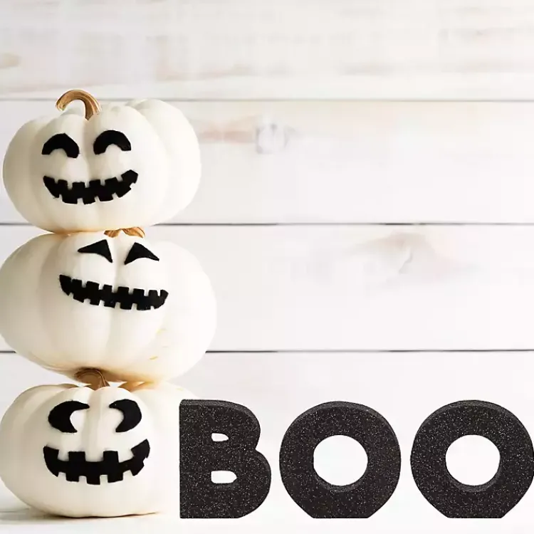 Halloween>Kirklands Home Glitter Boo Tabletop Blocks, Set of 3 Black