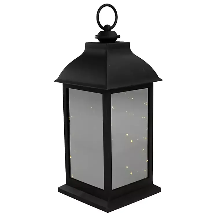 Lanterns>Kirklands Home LED Flickering Fairy Lights Lantern, 12 in. Black