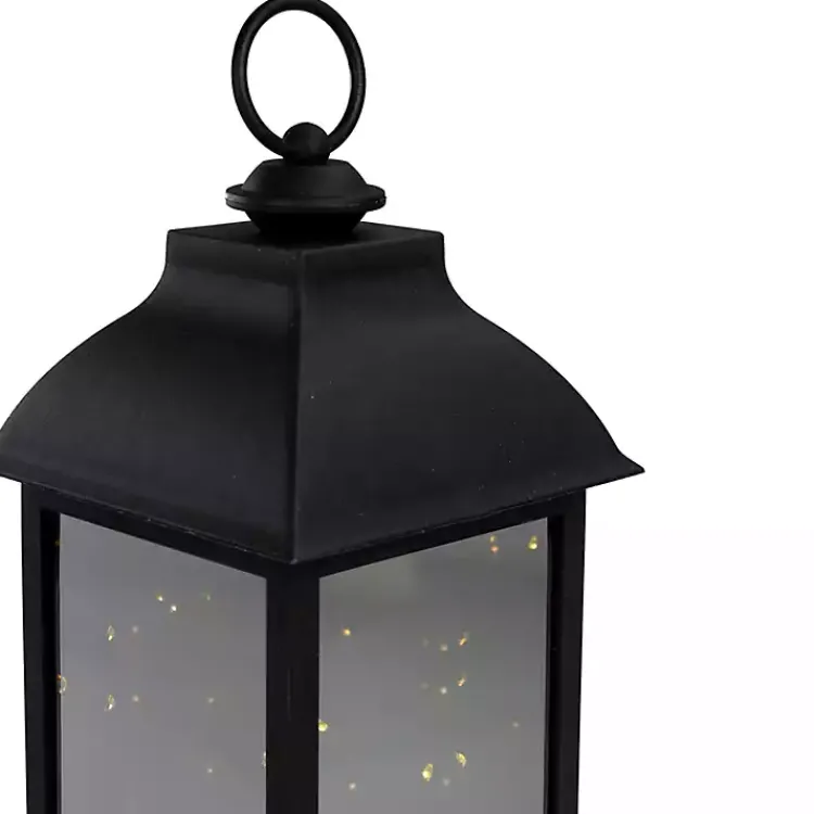 Lanterns>Kirklands Home LED Flickering Fairy Lights Lantern, 12 in. Black