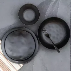 Kirklands Home Melamine Santal Dinner Bowls, Set of 6 Black Clearance