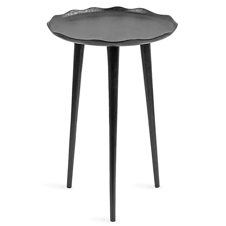 Kirklands Home Metal Deckled Edge Round Side Table Black
