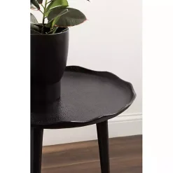 Kirklands Home Metal Deckled Edge Round Side Table Black