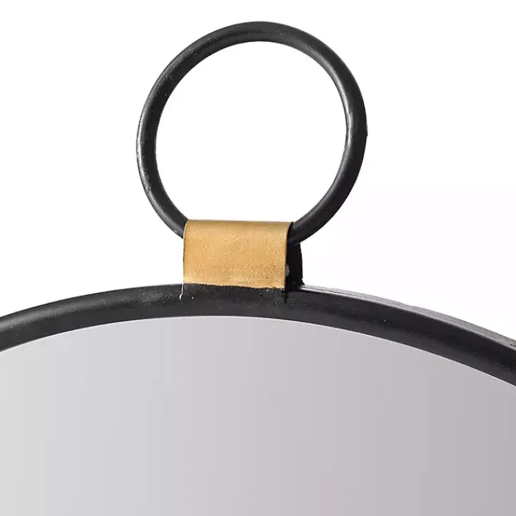 Kirklands Home Black Metal Round Top Loop Wall Mirror Outlet