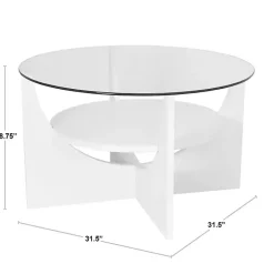 Kirklands Home Round Glass Coffee Table Black Clearance