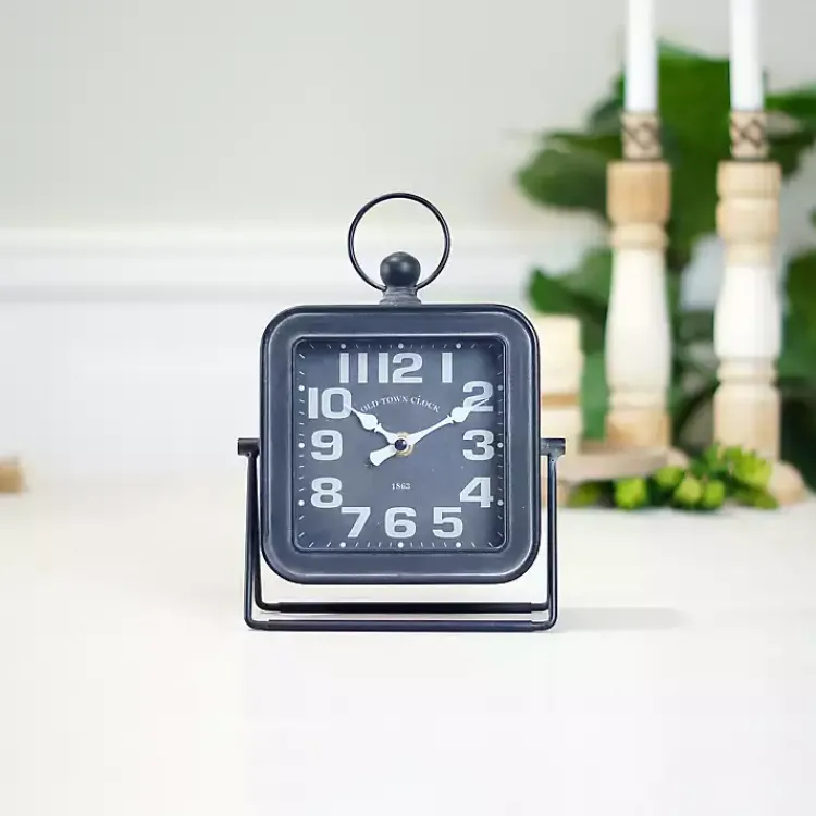 Decorative Accents>Kirklands Home Black Square Metal Tabletop Clock