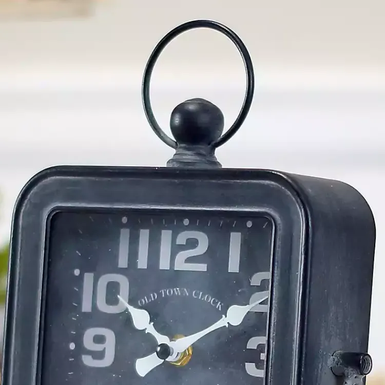 Decorative Accents>Kirklands Home Black Square Metal Tabletop Clock