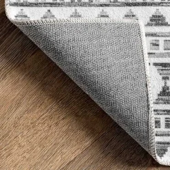 Kirklands Home Black Tribal Geometric Washable Area Rug, 6x9 Outlet