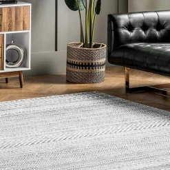 Kirklands Home Black Tribal Geometric Washable Area Rug, 6x9 Outlet