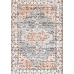 Kirklands Home Black Vintage Motif Washable Area Rug, 5x8 Hot