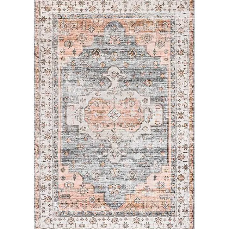 Kirklands Home Black Vintage Motif Washable Area Rug, 5x8 Hot