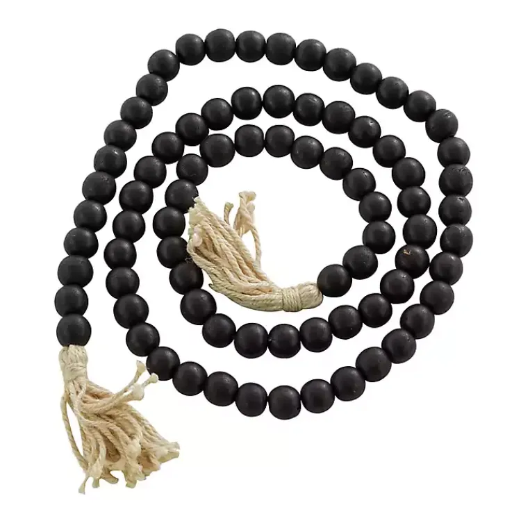 Decorative Accents>Kirklands Home Wood Beaded Tassel Garland Black
