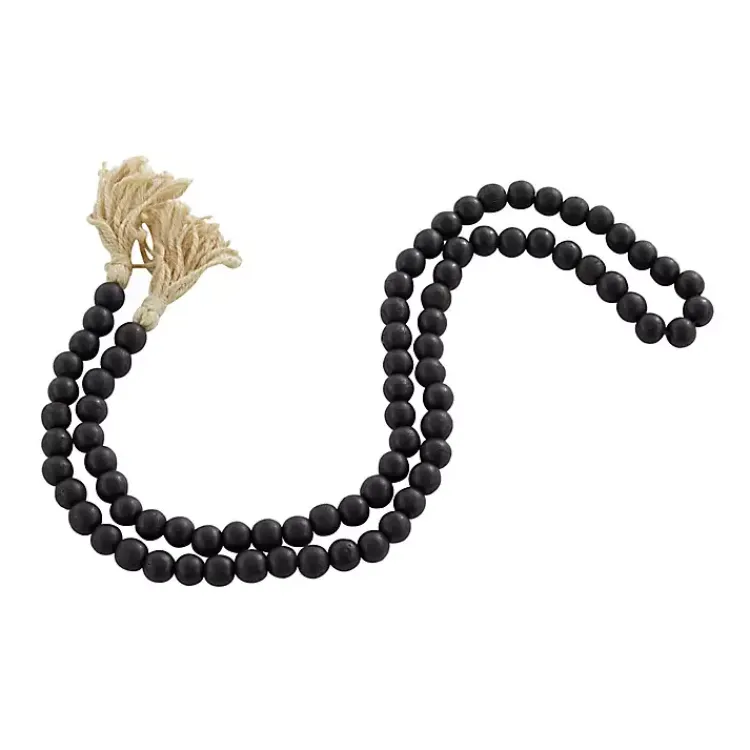 Decorative Accents>Kirklands Home Wood Beaded Tassel Garland Black