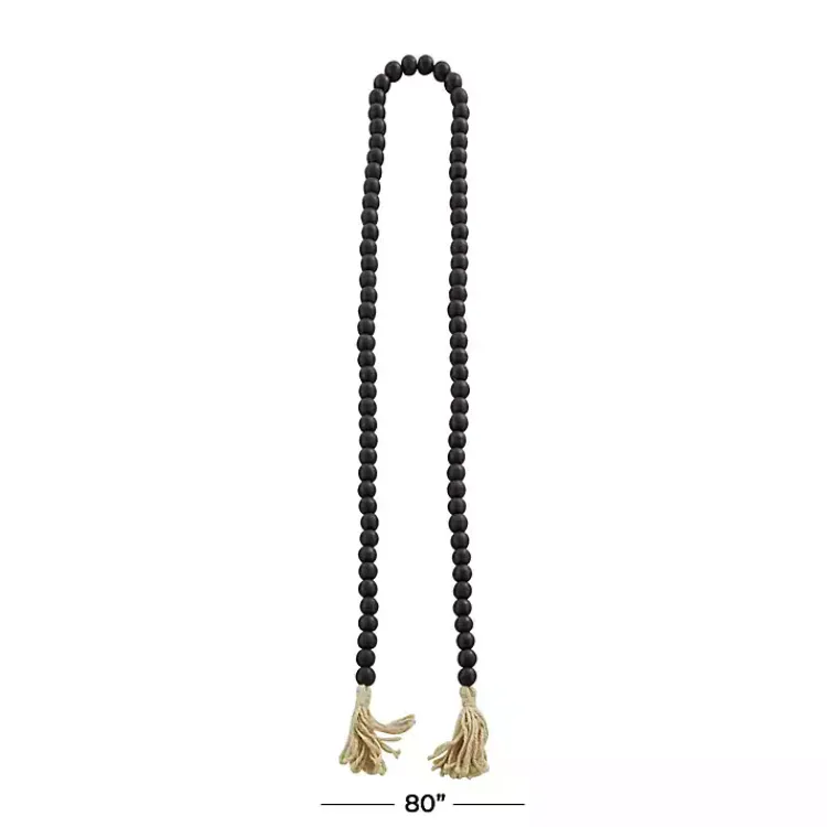 Decorative Accents>Kirklands Home Wood Beaded Tassel Garland Black