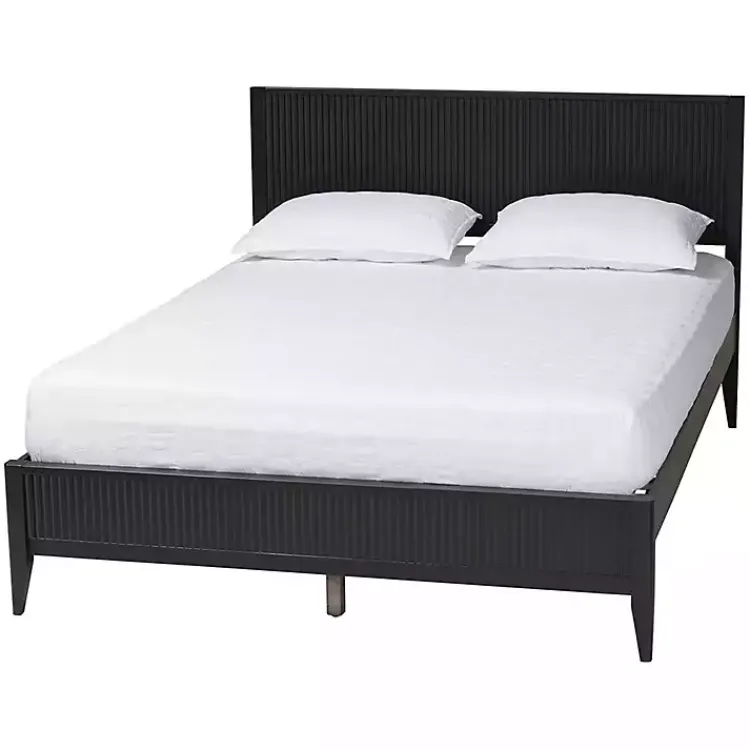 Kirklands Home Wood Fluted Headboard Primrose Queen Bed Black Best