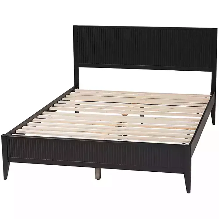 Kirklands Home Wood Fluted Headboard Primrose Queen Bed Black Best