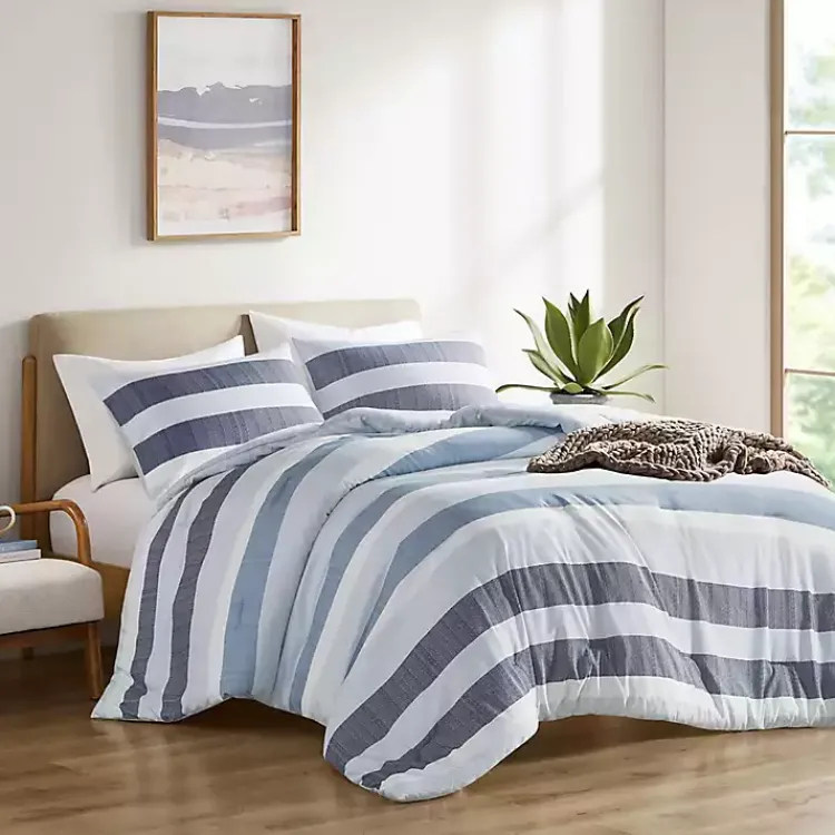Kirklands Home Blake Blue Stripe 3-pc. King Comforter Set Hot