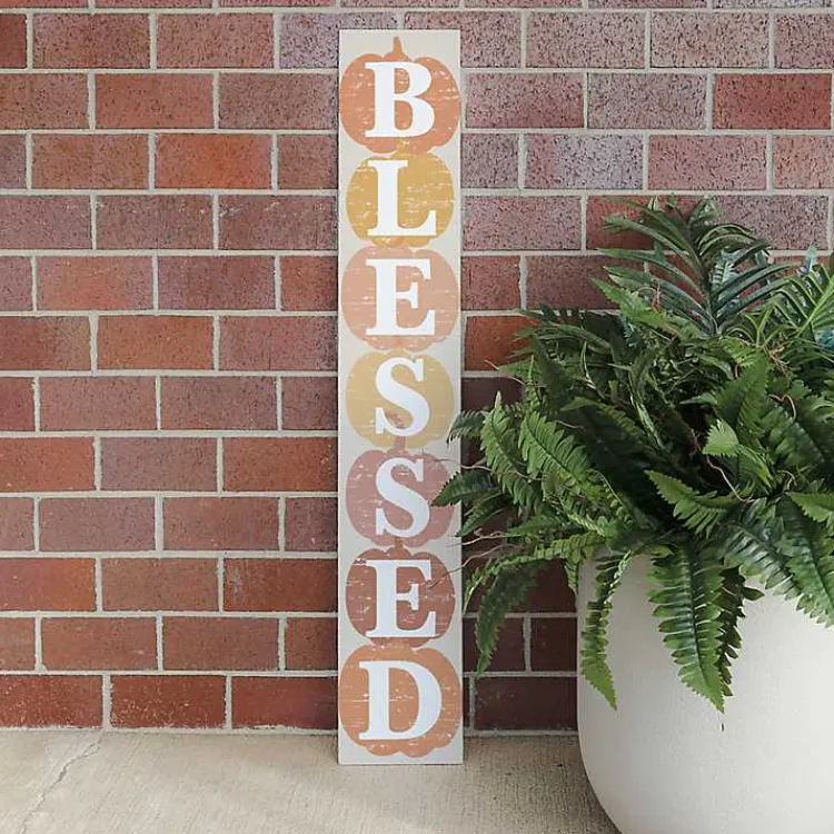 Fall>Kirklands Home Blessed Colorful Pumpkins Fall Porch Board