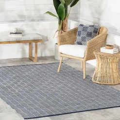 Kirklands Home Blue & Ivory Checkered Indoor/Outdoor Rug, 4x6 Discount