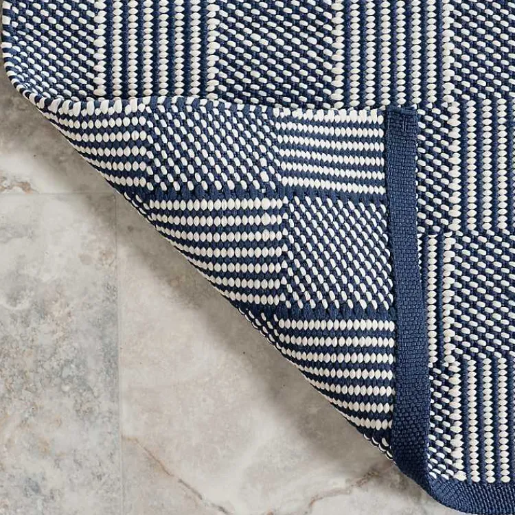 Kirklands Home Blue & Ivory Checkered Indoor/Outdoor Rug, 4x6 Discount