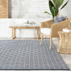 Kirklands Home Blue & Ivory Checkered Indoor/Outdoor Rug, 4x6 Discount