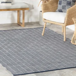 Kirklands Home Blue & Ivory Checkered Indoor/Outdoor Rug, 6x9 Sale