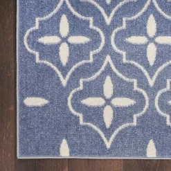 Kirklands Home Blue & Ivory Quatrefoil Indoor/Outdoor Rug, 4x6 Best