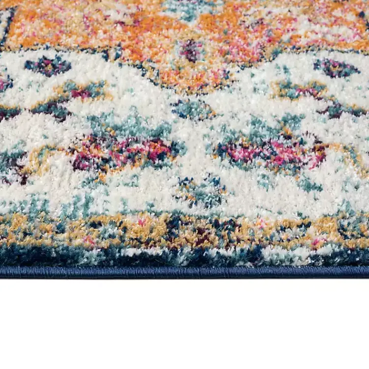 Kirklands Home Blue & Orange Boho Medallion Area Rug, 6x9 Hot