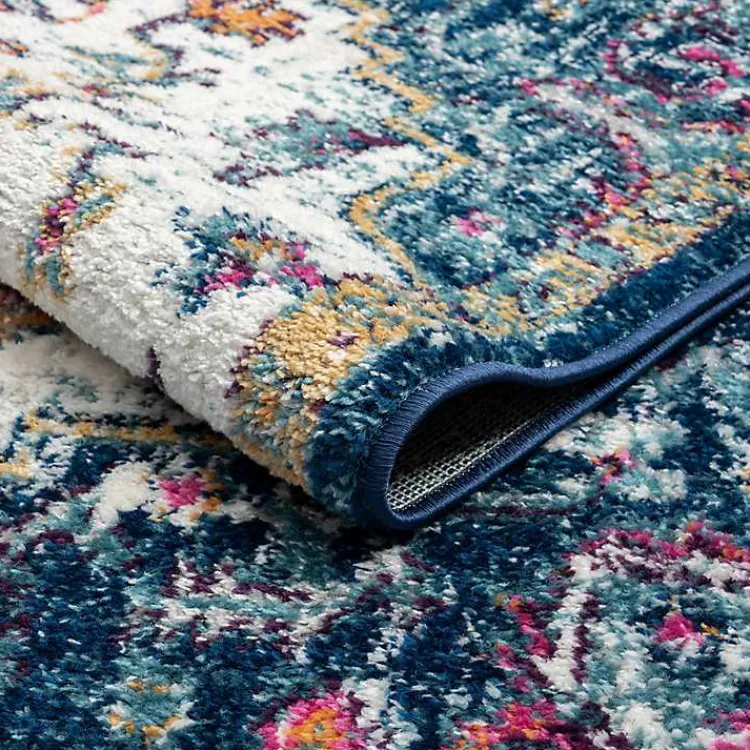 Kirklands Home Blue & Orange Boho Medallion Area Rug, 6x9 Hot