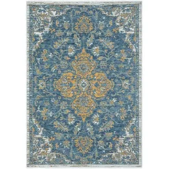 Kirklands Home Blue & Orange Medallion Reversible Area Rug, 5x7