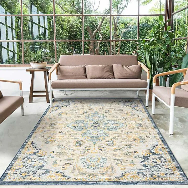 Kirklands Home Blue & Orange Medallion Reversible Area Rug, 8x10 Sale