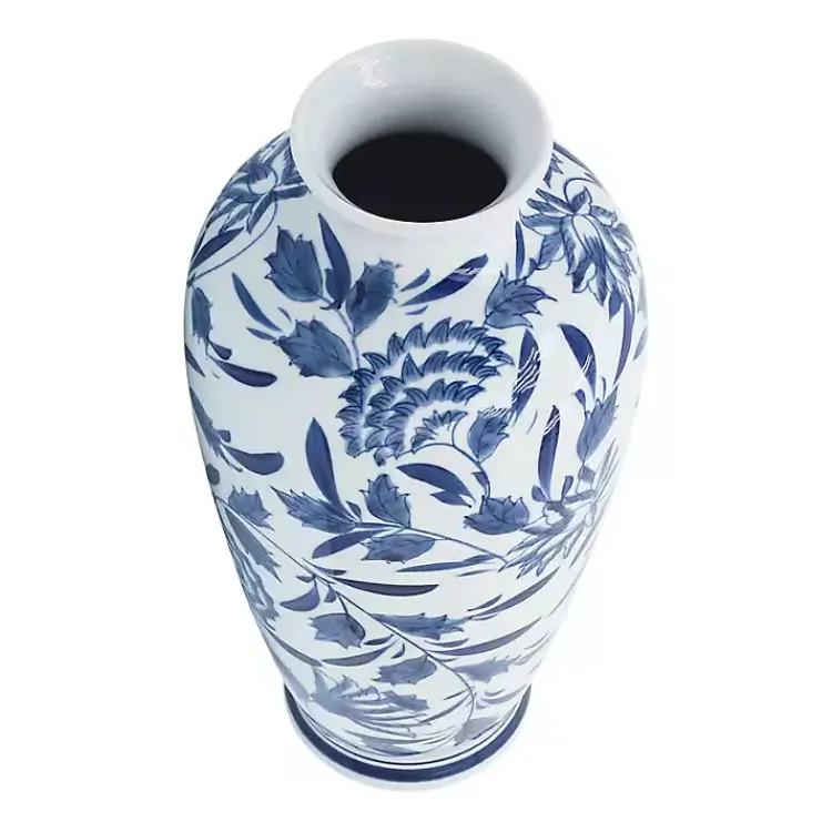 Vases>Kirklands Home Blue & White Chinoiserie Ceramic Vase, 13 in.
