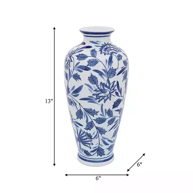 Vases>Kirklands Home Blue & White Chinoiserie Ceramic Vase, 13 in.