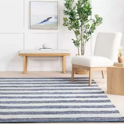 Kirklands Home Blue & White Striped Indoor/Outdoor Rug, 4x6