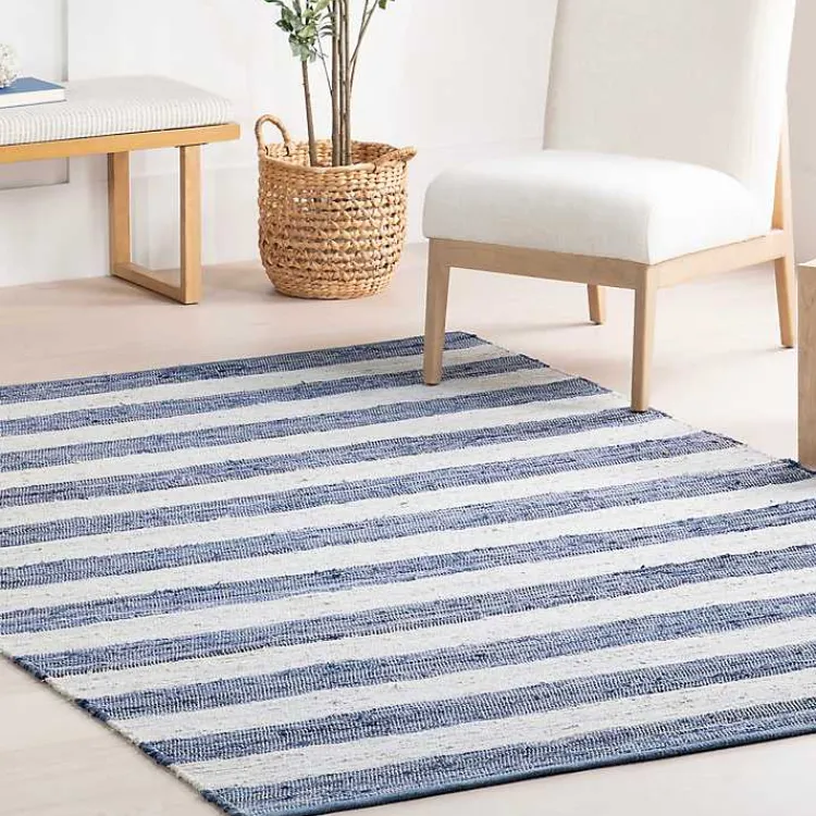 Kirklands Home Blue & White Striped Indoor/Outdoor Rug, 4x6