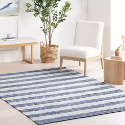 Kirklands Home Blue & White Striped Indoor/Outdoor Rug, 5x8 Sale
