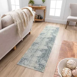Kirklands Home Blue and Cream Blackwell Runner, 2x8 Best
