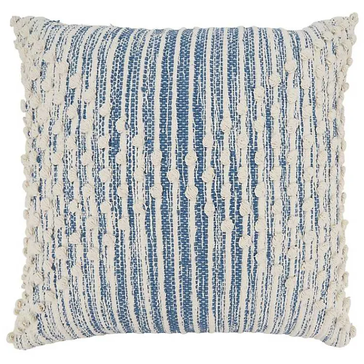 Pillows>Kirklands Home and Cream Striped Diamond Pillow Cover Blue