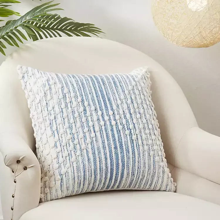 Pillows>Kirklands Home and Cream Striped Diamond Pillow Cover Blue