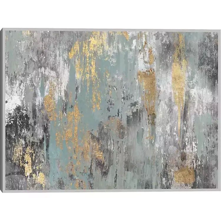 Kirklands Home Blue and Gold Ikat Framed Canvas Art Print Discount