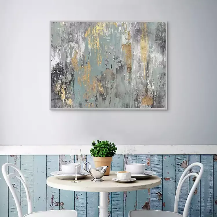 Kirklands Home Blue and Gold Ikat Framed Canvas Art Print Discount
