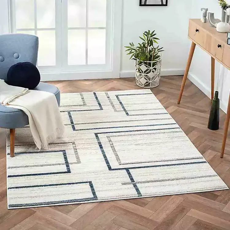 Kirklands Home Blue and Gray Contemporary Geo Area Rug, 7x9 Hot