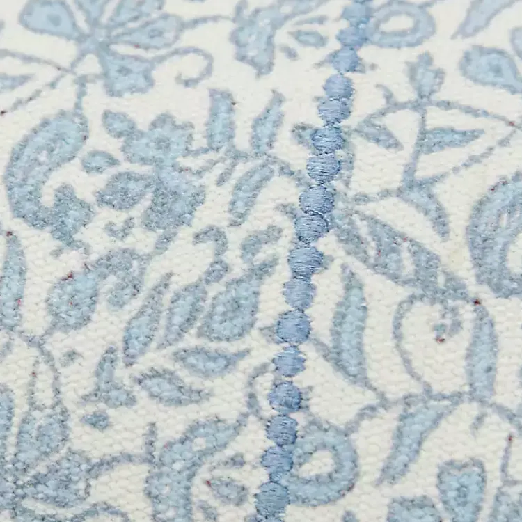 Pillows>Kirklands Home Blue and Ivory Floral Print Lumbar Pillow