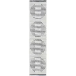 Kirklands Home Blue and Ivory Linear Moons Runner, 2x12 New