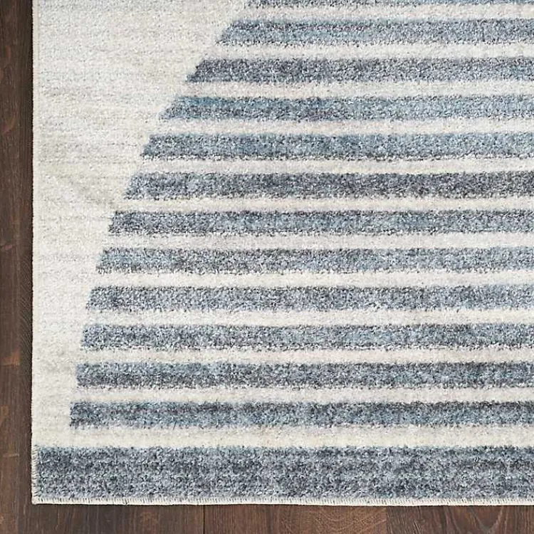 Kirklands Home Blue and Ivory Striped Half Moon Area Rug, 8x10 Outlet