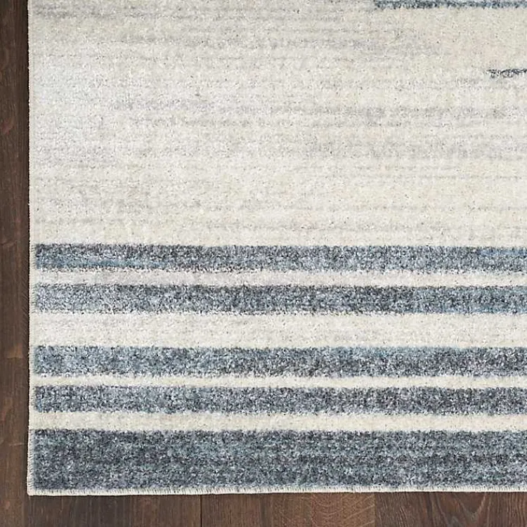 Kirklands Home Blue and Ivory Striped Moon Area Rug, 9x12 Clearance