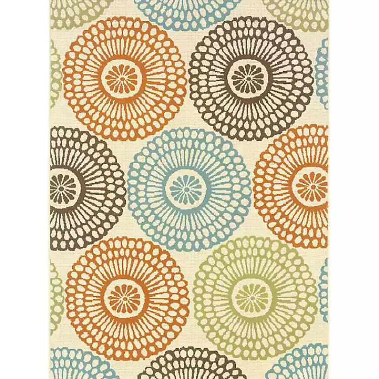 Kirklands Home Blue and Orange Circles Outdoor Area Rug, 5x7 Best